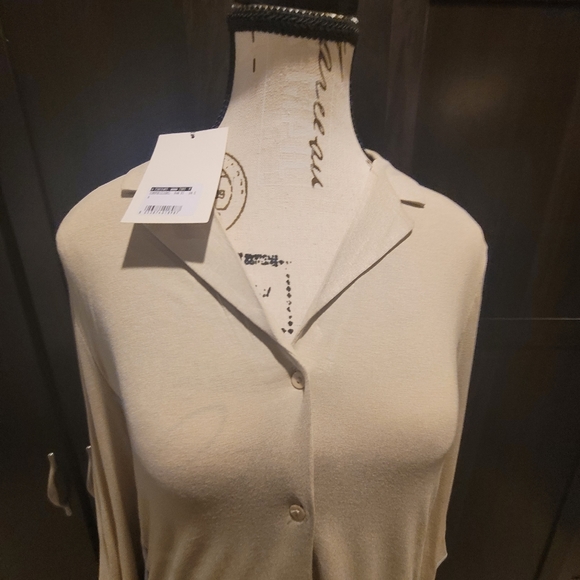 Frette NWT Women's 2025 Spring Set of Long Sleeve Top/Long Pants Cream/Blue - Picture 8 of 17